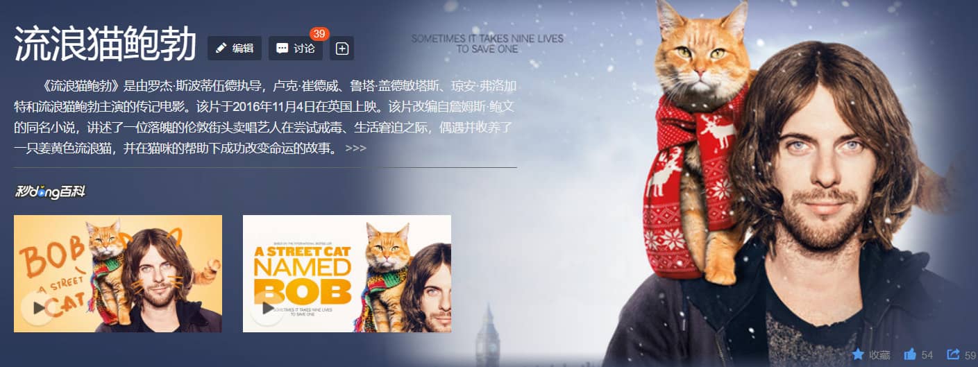 推荐电影：流浪猫鲍勃