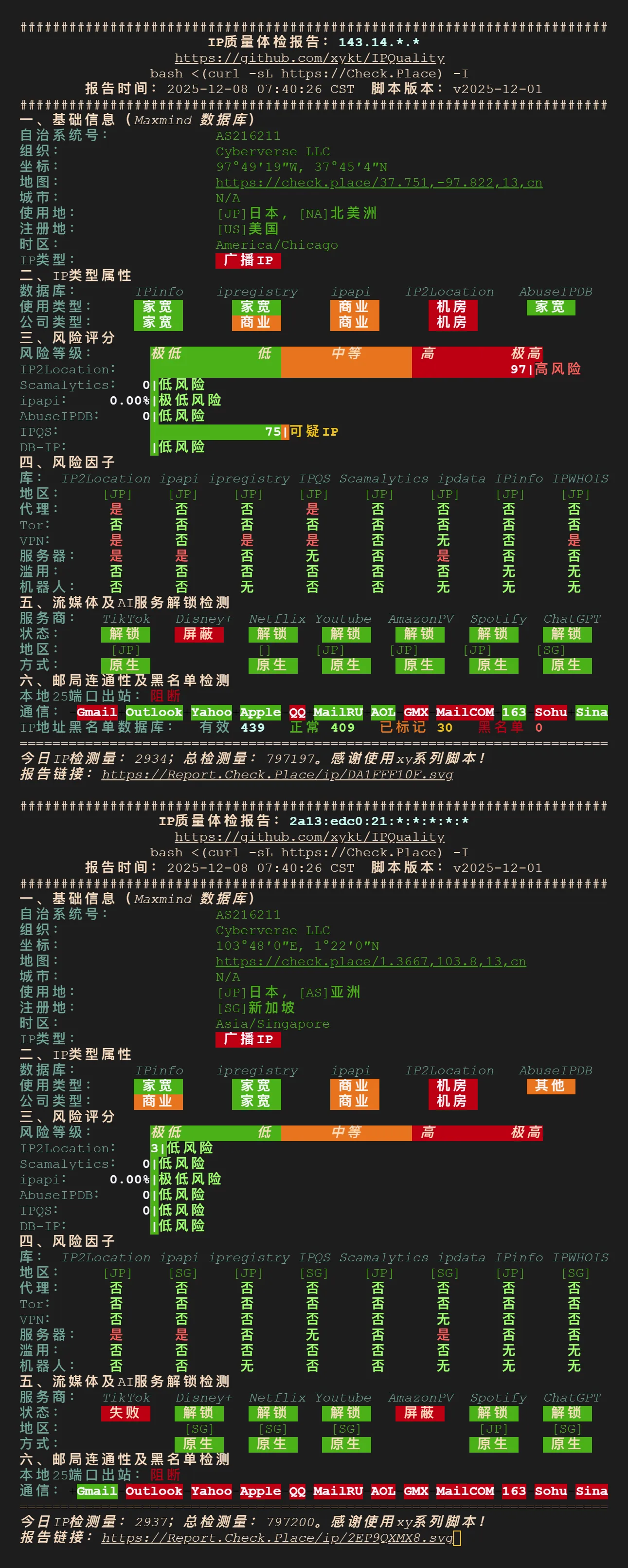 [nodequality测试]Acck.io 日本Softbank线路￥9.99/月测评